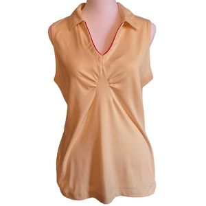 Sport Haley Golf Shirt, M, Yellow with Pinkish Red trim